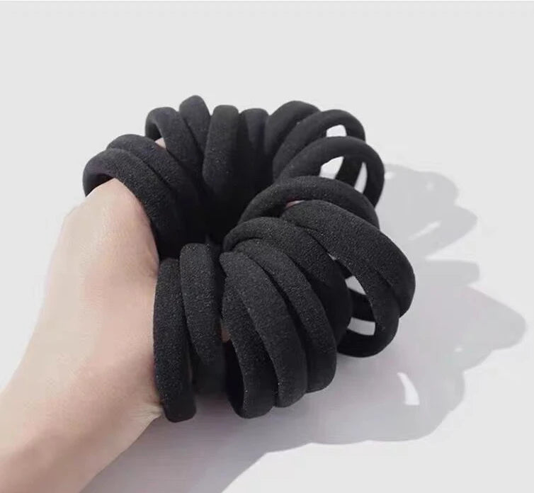10/100pcs Black Basic Hair Bands Women Girls Simple High Elastic Rubber Ropes Scrunchies Headband Ties Ponytail Holders 2-5cm