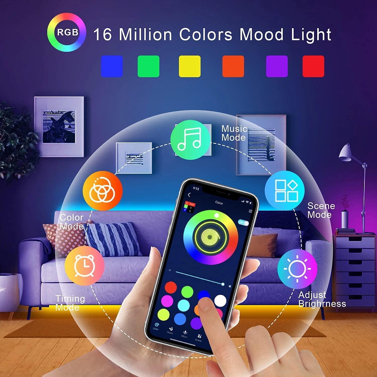 Led Strip Lights 10m 20m 30m 40m Led Lights for Room Music Sync Led Tape Flexible Ribbon for Home Bedroom Party Decoration
