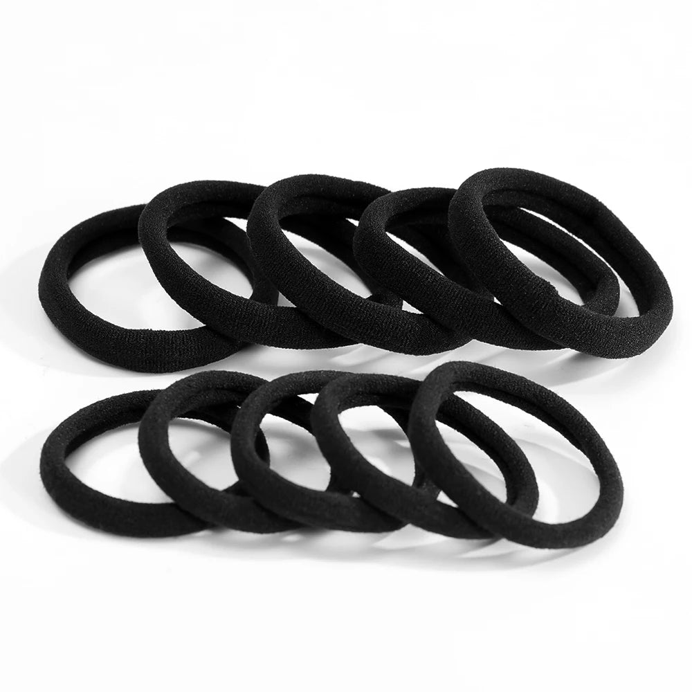 10/100pcs Black Basic Hair Bands Women Girls Simple High Elastic Rubber Ropes Scrunchies Headband Ties Ponytail Holders 2-5cm
