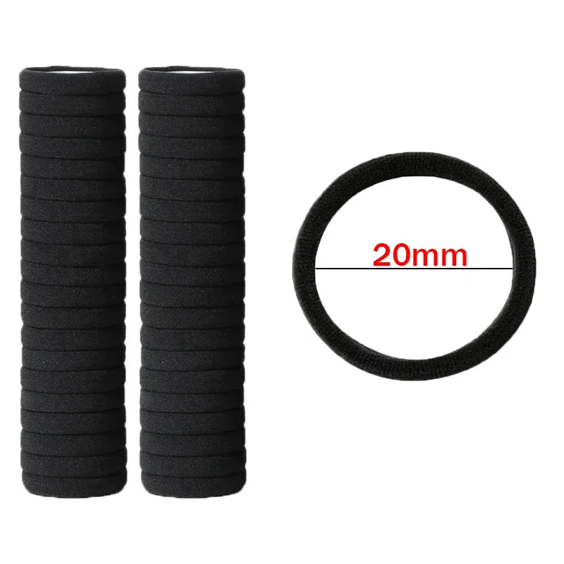 10/100pcs Black Basic Hair Bands Women Girls Simple High Elastic Rubber Ropes Scrunchies Headband Ties Ponytail Holders 2-5cm