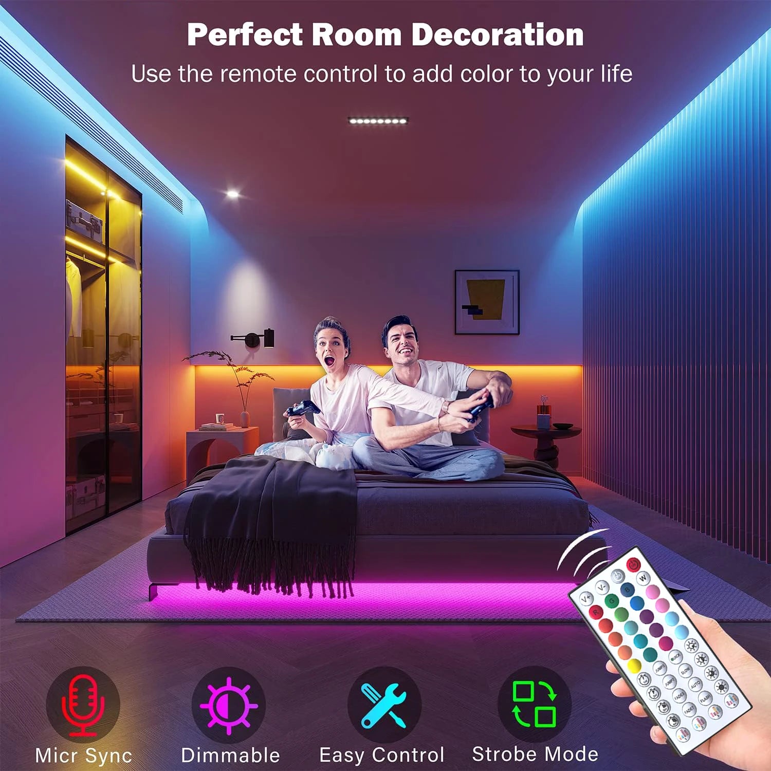 Led Strip Lights 10m 20m 30m 40m Led Lights for Room Music Sync Led Tape Flexible Ribbon for Home Bedroom Party Decoration