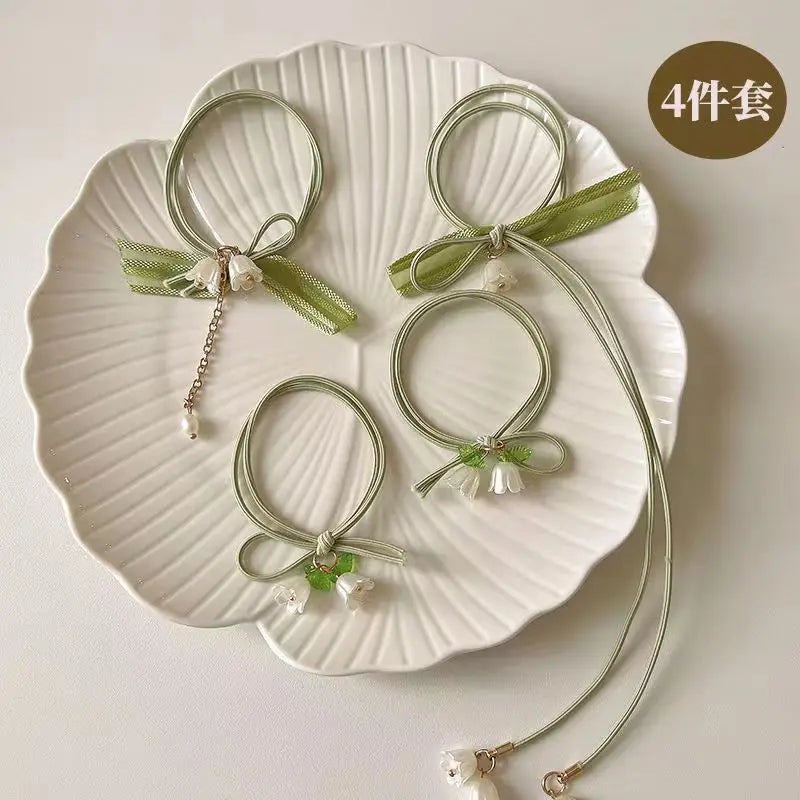 Rubber band hair ring, high elastic durable head rope lily of the valley hair ornament