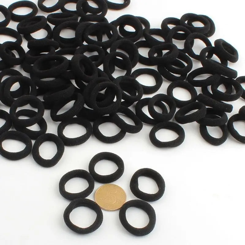 10/100pcs Black Basic Hair Bands Women Girls Simple High Elastic Rubber Ropes Scrunchies Headband Ties Ponytail Holders 2-5cm