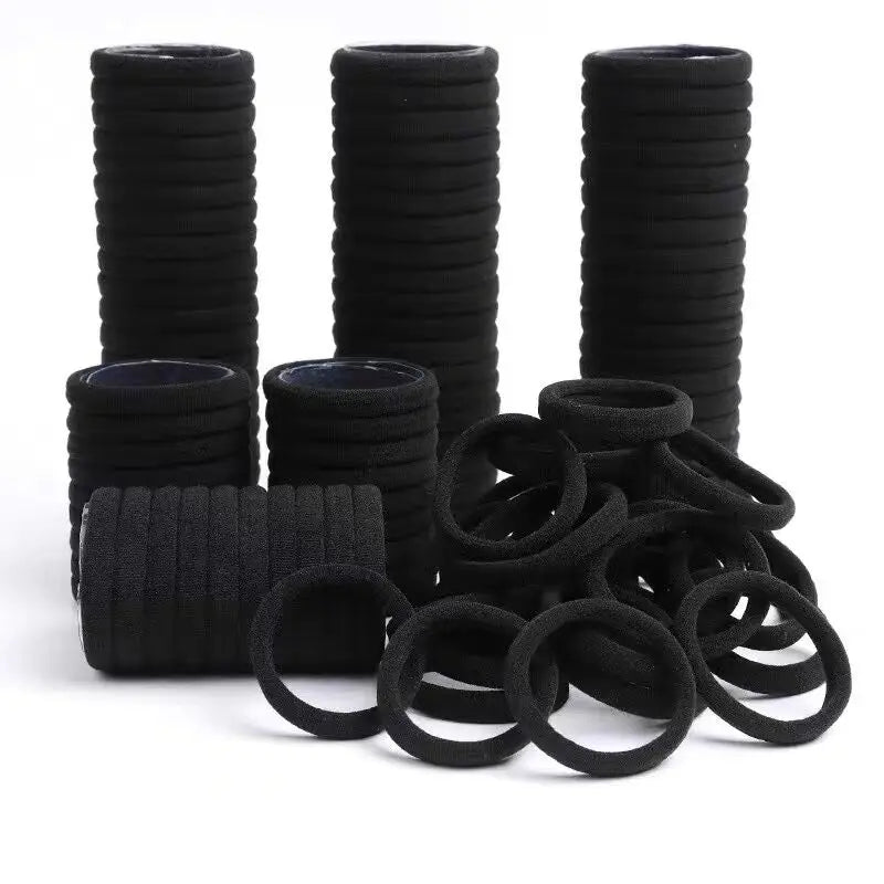 10/100pcs Black Basic Hair Bands Women Girls Simple High Elastic Rubber Ropes Scrunchies Headband Ties Ponytail Holders 2-5cm