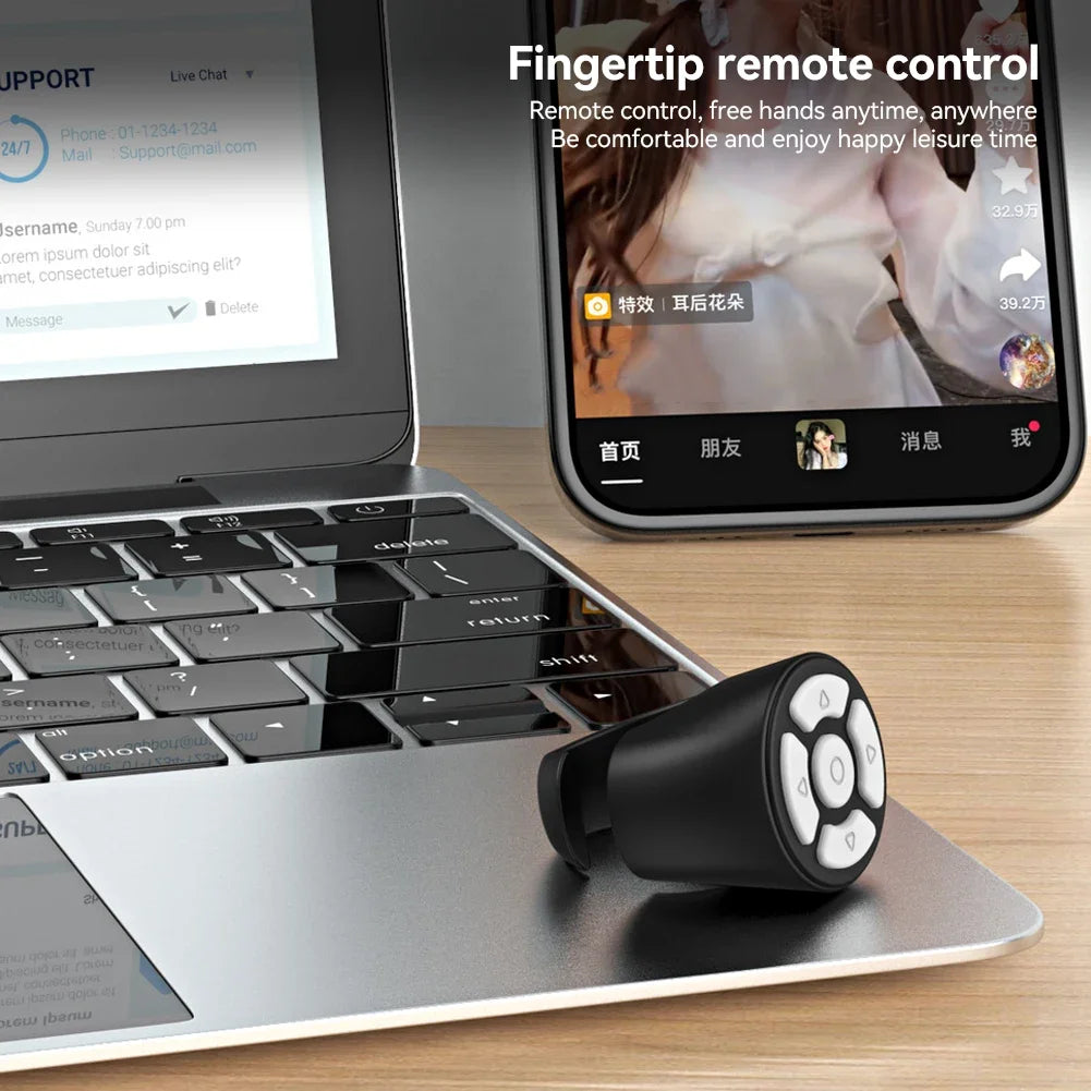 Scrolling Ring Wireless Finger Shutter Remote Control Page TurnerMobile Phone Controller Bluetoothcompatible For Home Travel Car