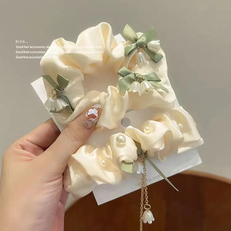 Rubber band hair ring, high elastic durable head rope lily of the valley hair ornament