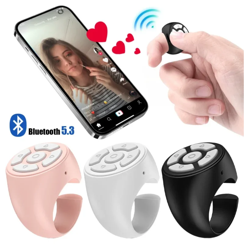 Scrolling Ring Wireless Finger Shutter Remote Control Page TurnerMobile Phone Controller Bluetoothcompatible For Home Travel Car
