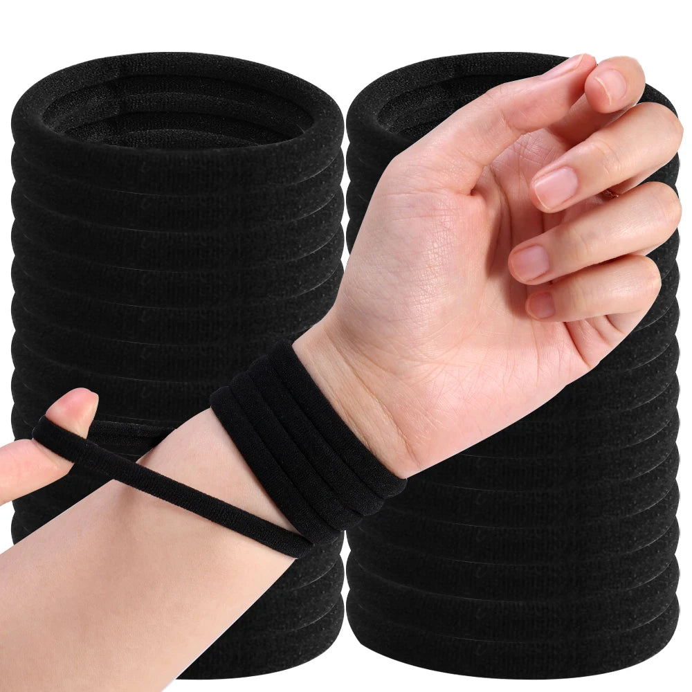 10/100pcs Black Basic Hair Bands Women Girls Simple High Elastic Rubber Ropes Scrunchies Headband Ties Ponytail Holders 2-5cm