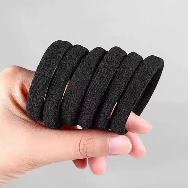 10/100pcs Black Basic Hair Bands Women Girls Simple High Elastic Rubber Ropes Scrunchies Headband Ties Ponytail Holders 2-5cm