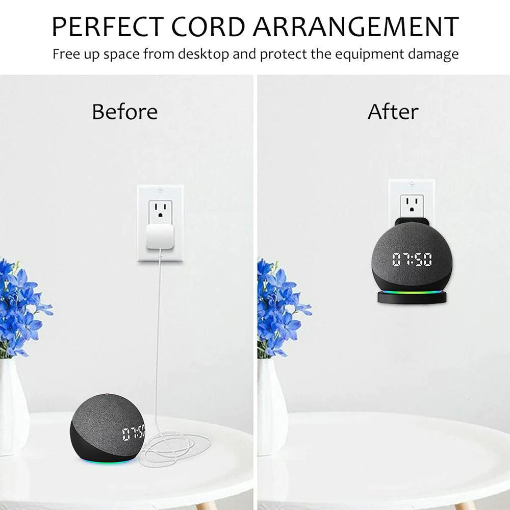 Wall Mount Bracket for Echo Dot 4th Gen / Echo Dot 5th Generation with Cable Storage, PC Material Hard Case Matte Speaker Stand