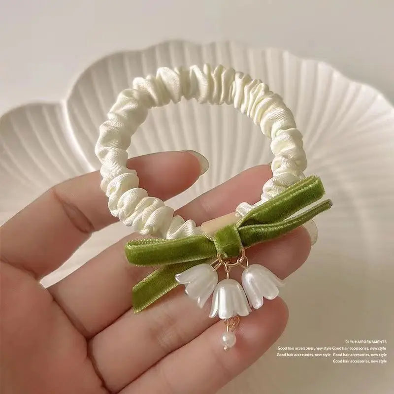 Rubber band hair ring, high elastic durable head rope lily of the valley hair ornament