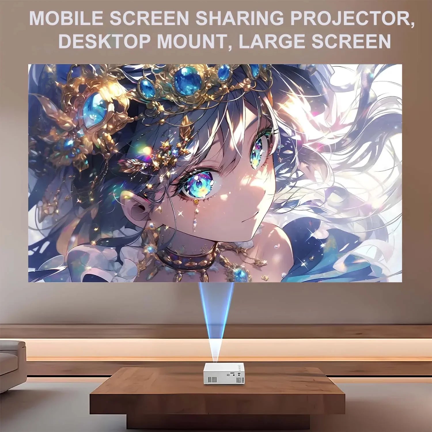 Projector Compact Mini with USB HDMI Ports, Built-in Speaker, EU US Plug Options, Portable for Travel