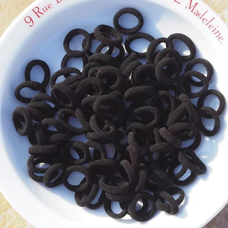 10/100pcs Black Basic Hair Bands Women Girls Simple High Elastic Rubber Ropes Scrunchies Headband Ties Ponytail Holders 2-5cm